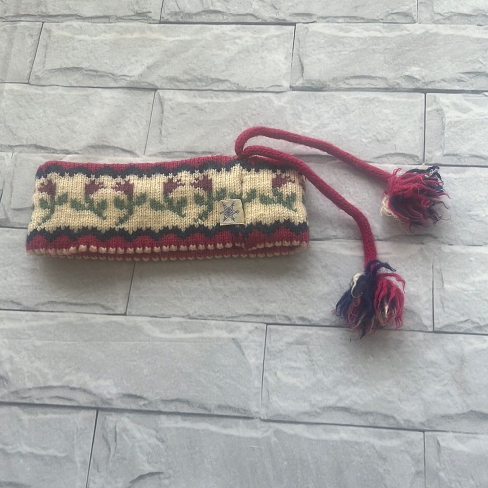 80s knit ski/winter headband RARE 100% virgin wool